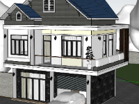 Biệt thự mái thái 2 tầng file sketchup