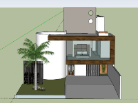 Biệt thự phố 2 tầng 13x37m model sketchup