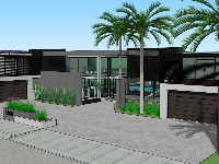 sketchup Biệt thự  1 tầng,biệt thự model su 1 tầng,biệt thự villa