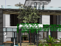 Biệt thự villa 2 tầng 12x9m file sketchup hiện đại