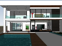 Villa hồ bơi file sketchup,biệt thự 2 tầng sketchup,model su biệt thự 2 tầng,biệt thự 2 tầng file su
