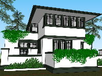 Biệt thự vườn 2 tầng đẹp mặt model sketchup