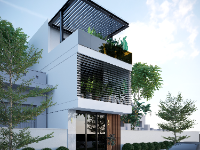 Bộ thiết kế nhà phố 3 tầng mái bằng 5x20m hiện đại, kiến trúc, nội thất, mep, kết cấu