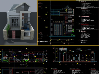 nhà cấp 4 đẹp 8.5x24m,Bản vẽ autocad,Bản vẽ nghiêng