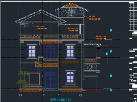 Cad Kiến trúc nhà 2 tầng 1 tum 9.3x9.9m