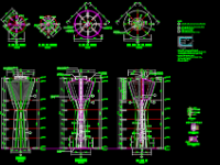 Chi tiết bản vẽ Đài nước cao 15m (Mặt bằng, mặt cắt, chi tiết cốt thép)