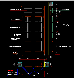 Chi tiết cấu tạo cửa đi ( pano gỗ )