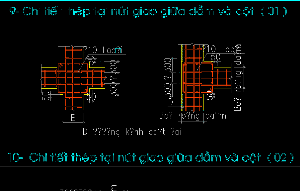 Chi tiết cấu tạo dầm cột, các mối nối của nút, cách neo thép trong dầm cột....
