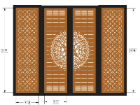 Cổng 4 cánh trống đồng viền ngoài đông tiền