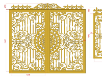 Cửa cổng 2 cánh cnc thiết kế đẹp file dxf