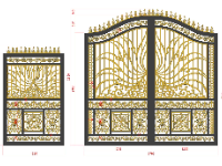 Cửa cổng cnc 2 cánh thiết kế hoa sen file dxf