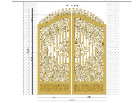 Cửa cổng cnc 2 cánh thiết kế vòm cong file cad