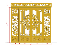 Cửa cổng cnc 4 cánh thiết kế vòm ngang file dxf