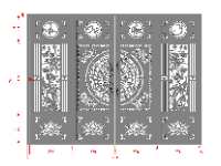 Cửa cổng cnc 4 cánh vạn sự như ý kết hợp hoa sen file dxf