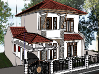 Download biệt thự 2 tầng 13.5x10.5m file sketchup