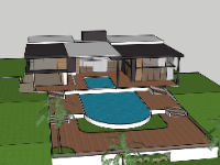 Download file Biệt thự 2 tầng 25x25m sketchup