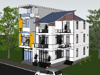 Download free mẫu nhà phố 3 tầng thiết kế trên sketchup