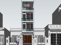 Download model sketchup nhà phố 4 tầng 4x14.1m