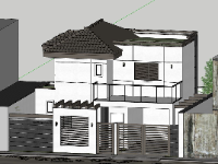 Download sketchup nhà phố 2 tầng thiết kế đẹp