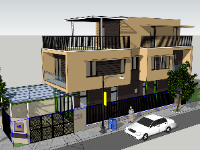 Dựng 3d nhà phố 3 tầng 6x21m model sketchup