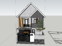 Dựng 3d sketchup Nhà phố 2 tầng 6.35x12.5m