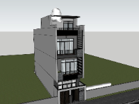 Dựng 3d sketchup nhà phố 3 tầng 5x19.8m