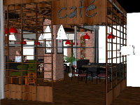 Dựng 3d sketchup thiết kế quán cafe