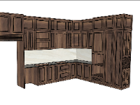 Dựng 3d sketchup tủ bếp gỗ đồng gia
