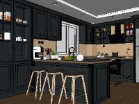 phòng bếp hiện đại,thiết kế phòng bếp hiện đại,model sketchup phòng bếp,su nội thất phòng bếp