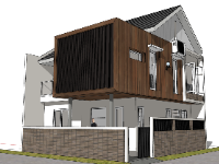 Dựng mẫu nhà 2 tầng 8x9.5m file sketchup