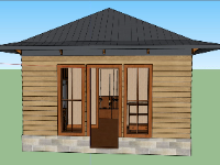 Dựng mẫu Nhà cấp 4 diện tích 5x8m file sketchup