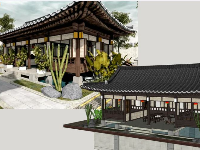 Dựng mẫu nhà hàng ăn file sketchup chi tiết đẹp mắt