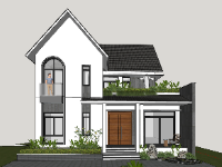 Dựng mẫu Sketchup biệt thự 2 tầng mới nhất