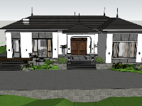 Dựng mẫu thiết kế biệt thự 1 tầng file sketchup