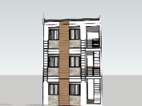 Dựng mẫu thiết kế Nhà phố 3 tầng 6.4x5m sketchup