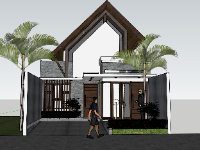 Dựng model sketchup mẫu nhà cấp 4 đẹp