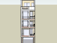 Dựng model sketchup Nhà phố 5 tầng 3.8x7m hiện đại