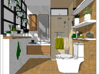 Dựng model sketchup nội thất phòng tắm đẹp