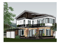 biệt thự 2 tầng 8.8x15.6m,file sketchup biệt thự 2 tầng,dựng model su nhà biệt thự,biệt thự mái lệch file Su