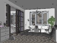 Dựng sketchup nội thất chung cư hiện đại