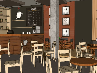 Dựng sketchup nội thất quán cafe hiện đại