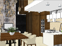 sketchup nội thất phòng bếp,sketchup nội thất,thiết kế phòng ăn,su thiết kế nội thất phòng bếp