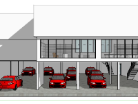 showroom ô tô,dựng 3d sketchup showroom ôtô,phối cảnh showroom ô tô