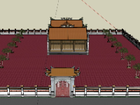 Dựng toàn cảnh đền Thanh Hóa 14.1x29m file sketchup