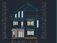 DWG Kiến trúc biệt thự 3 tầng 9.22x11.29m