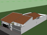 File 3d dựng nhà 1 tầng 10x19m model sketchup