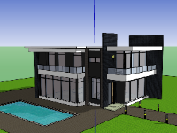 File 3d dựng nhà phố 2 tầng 10x19.5m model sketchup