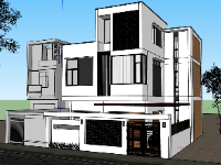 File 3d dựng sketchup nhà phố 3 tầng 13.5x12m