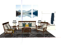 File 3d sketchup 4 mẫu nội thất phòng khách đơn giản