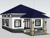 file su biệt thự 1 tầng,biệt thự 1 tầng file su,Sketchup biệt thự 1 tầng,model 3d  biệt thự 1 tầng,model biệt thự 1 tầng